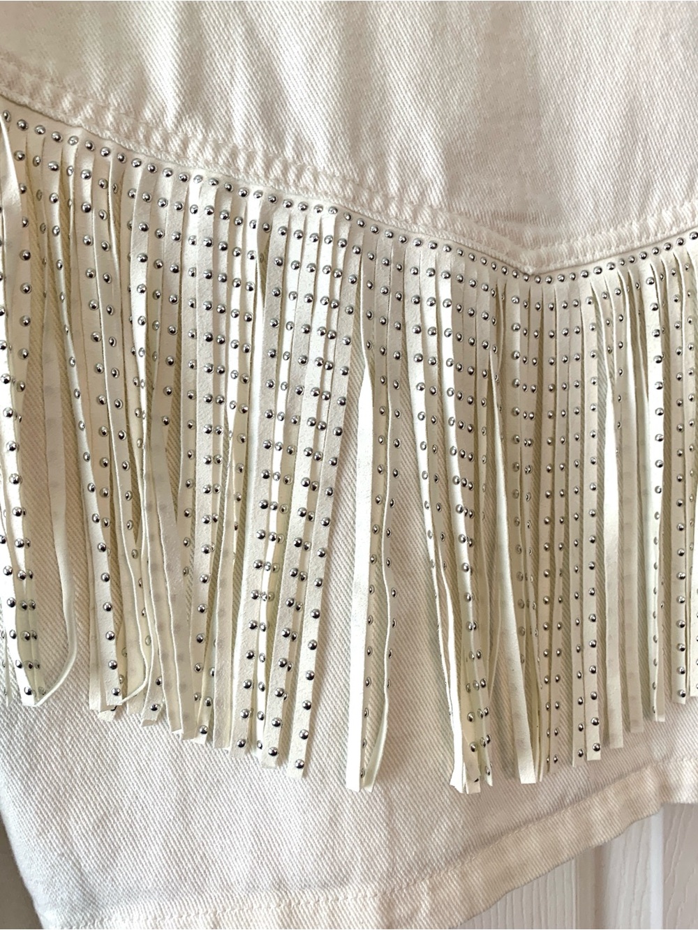 Baevely Cropped Jean Jacket - Studded Tassels - Picture 7 of 9